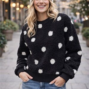Lou & Grey Polka Dot Sherpa Fleece Sweater
